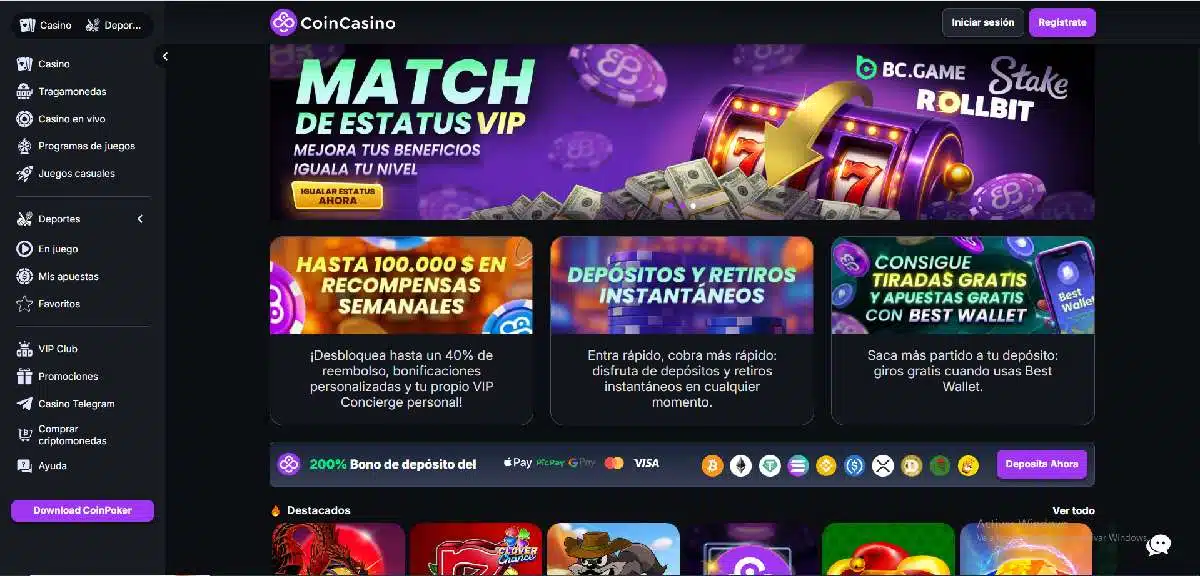 Análisis detallado de los mejores casinos sin verificación para España - CoinCasino